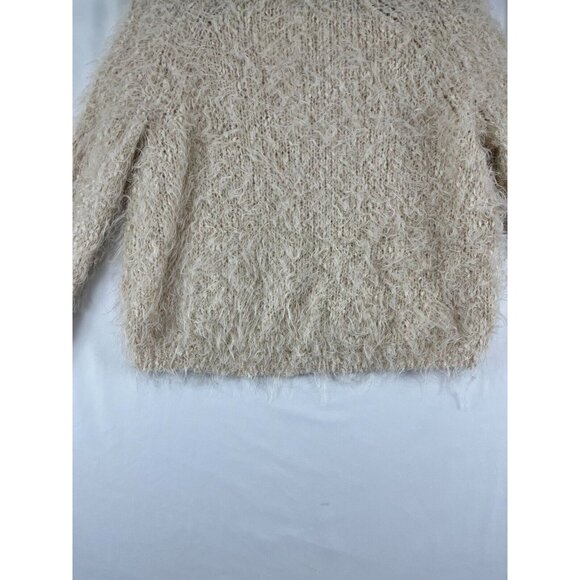 Anthropologie Knitted & Knotted Fuzzy Faux Fur V-Neck Women's Sweater - Picture 11 of 14